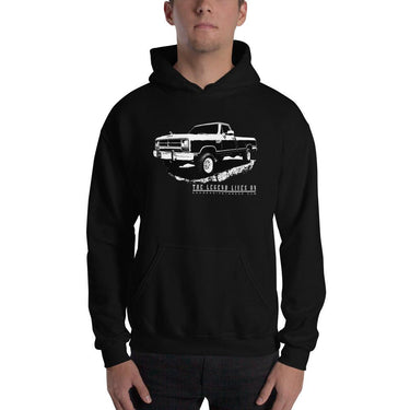 First Gen Dodge Truck Hoodie modeled in black
